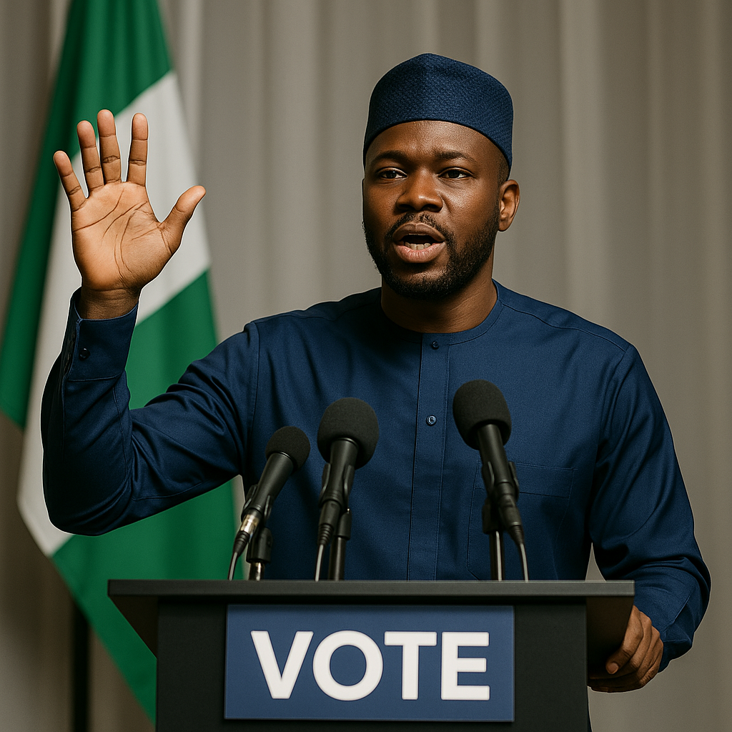 Candidate addressing supporters