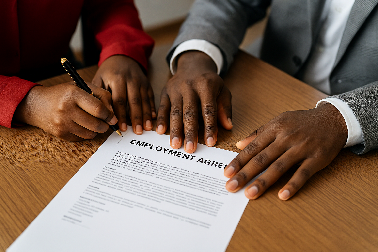 Signing employment contract or resolving workplace issue